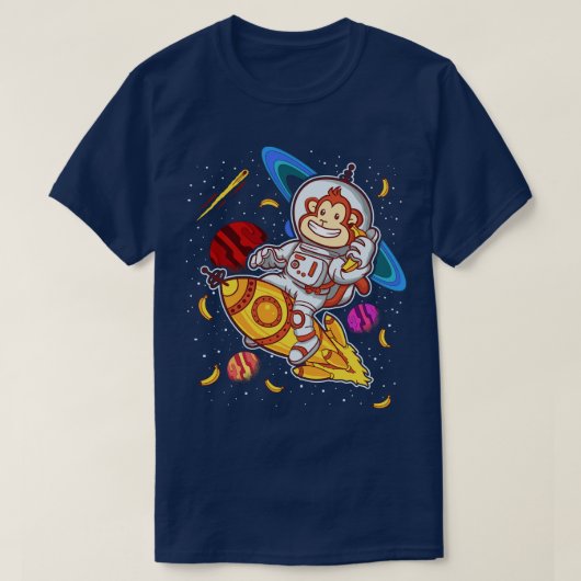 T-shirt Monkey Astronaut Rocket Ride Space (Design devant)
