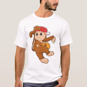 T-shirt Monkey at baseball with baseball glove (Devant)