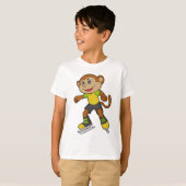 T-shirt Monkey at Ice skating with Ice skates (Devant entier)
