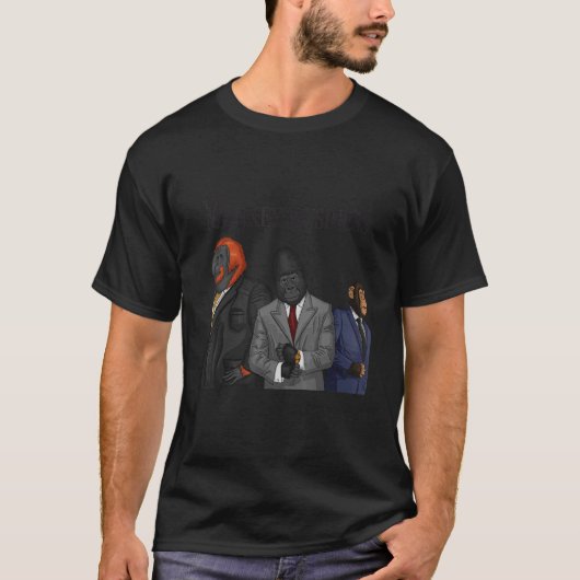 T-shirt Monkey Business Avec Trois Singes En Costume (Devant)