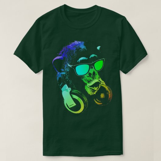 T-shirt Monkey Chimp With Sunglasses And Headphones (Design devant)