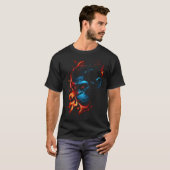 T-shirt Monkey Chimpanzee Flames Cute Monkey Animal (Devant entier)