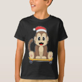 T-shirt Monkey Christmas Skateboard (Devant)