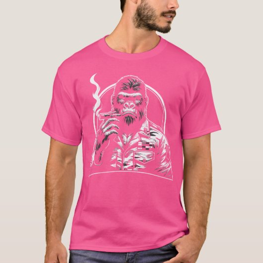 T-shirt Monkey Cigar Gorilla Smoking Cigar (Devant)