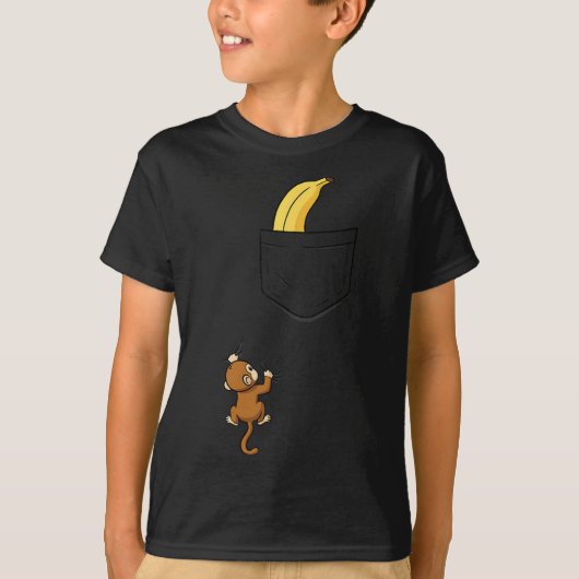 T-shirt Monkey Climbs For Banana Funny Animal Cket Design (Devant)