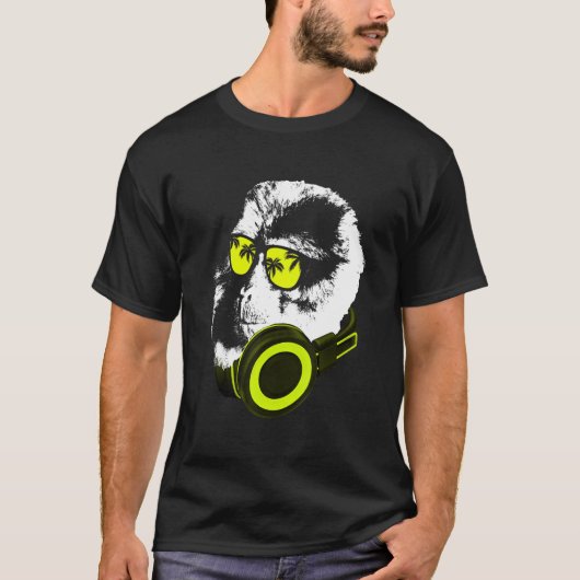 T-shirt Monkey Dj With Headphones And Sunglasses  Party (Devant)