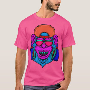 T-shirt Monkey DJ Zookeeper Music Lover Primate Retro 80'S