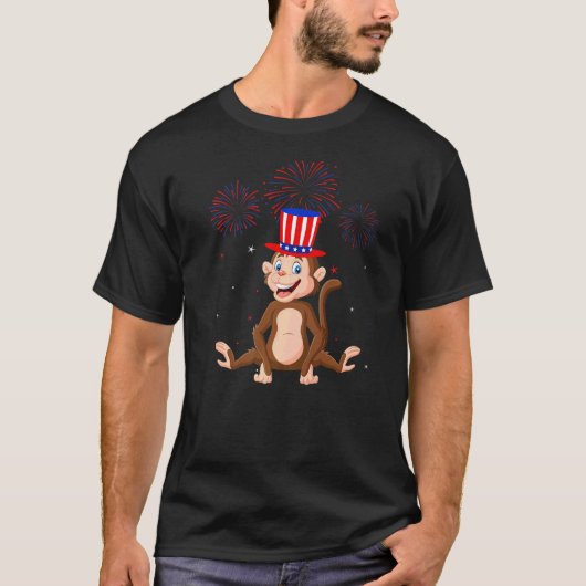 T-shirt Monkey Graphic Rouge Bleu Bleu Décor 4e (Devant)
