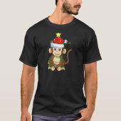 T-shirt Monkey Lighting Xmas Tree Matching Monkey Christma (Devant)