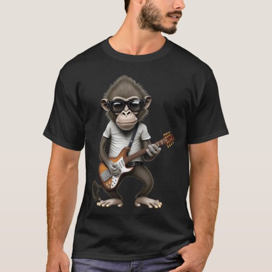 T-shirt Monkey Playing Electric Guitar  Animal Monkey  Gui (Devant)