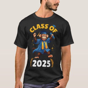 T-shirt Monkey Senior Cl Of 2025 Graduation Day School Col