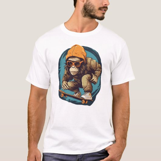 T-shirt Monkey Skateboarder (Devant)