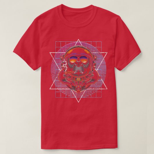 T-shirt Monkey Vaporwave Esthétique Synthwave 80s Art Astr (Design devant)