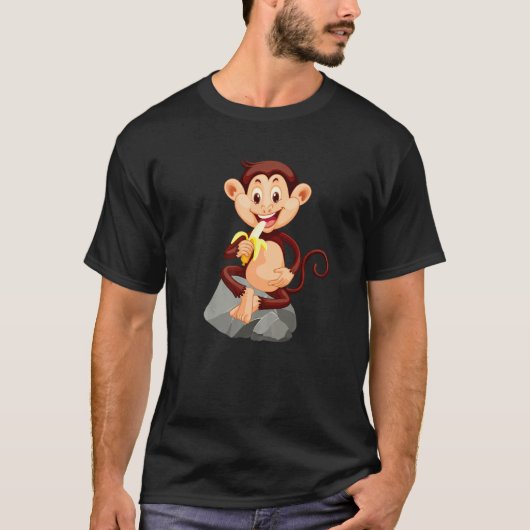 T-shirt Monkey with banana cute monkey (Devant)