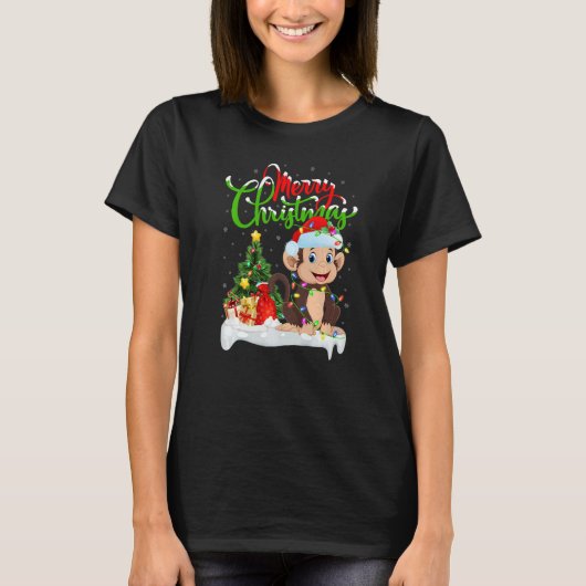 T-shirt Monkey Xmas Decorations Santa Monkey Christmas (Devant)