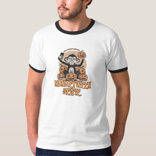 T-shirt Monkeyween Selfie – Halloween Vintage (Devant)
