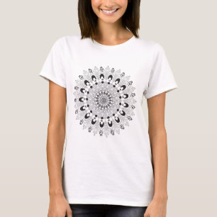 T-shirt Monochrome Mandala Flower Black Design