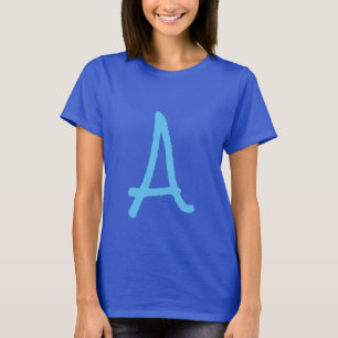T-shirt Monogram Blue Modern Ajouter Votre Nom Initial