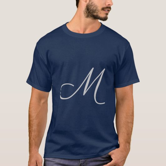 T-shirt Monogram Blue Modern Ajouter Votre Nom Initial (Devant)