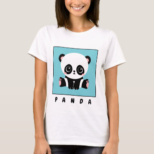 T-shirt Monogram Cute Panda Personnalisé Bubble Gum Bleu