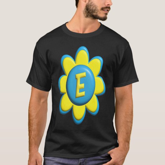T-shirt Monogram E  Colorful Flower (Devant)