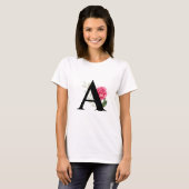 T-shirt Monogram Initial Letter A dans le rose blanc (Devant entier)