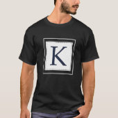 T-shirt Monogram Letter K Alphabet K Initial Navy Blue   (Devant)