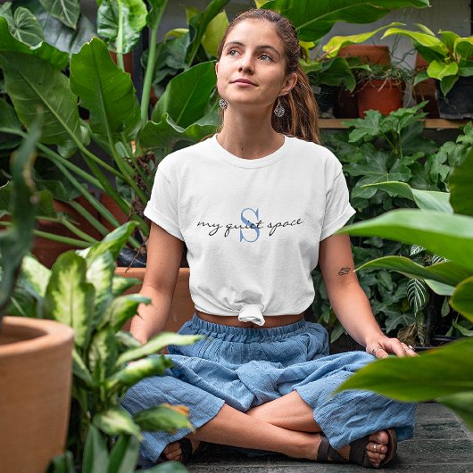 T-shirt Monogram 'my quiet space' Activewear Classic White