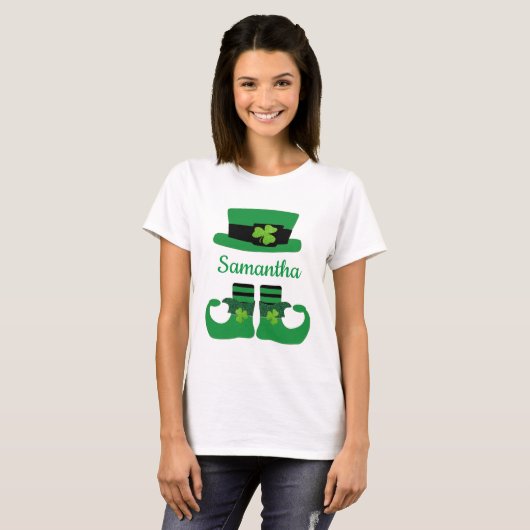 T-shirt Monogram St. Patrick's Day Irish Leprechaun Green (Devant entier)