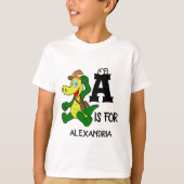 T-shirt Monogramme A personnalisé est pour Alligator drôle (Devant)