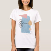 T-shirt Monogramme Abstrait de formes bleues blanches et r (Devant)