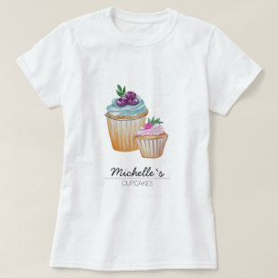 T-shirt Monogramme aquarelle de gâteaux et de fruits