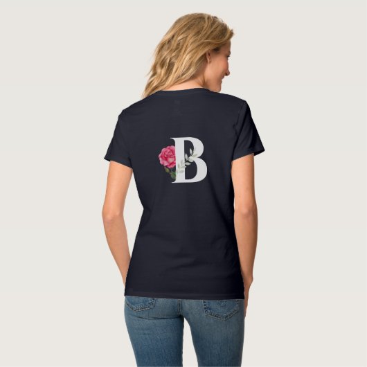 T-shirt Monogramme B en rose rose blanche et quitter (Dos entier)