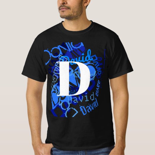 T-shirt Monogramme bleu créatif (Devant)