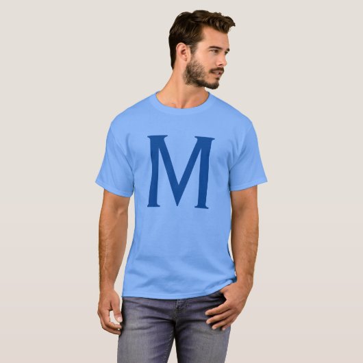 T-shirt Monogramme bleu Nom initial (Devant entier)