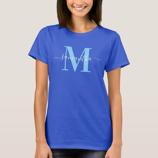 T-shirt Monogrammé bleu royal (Devant)