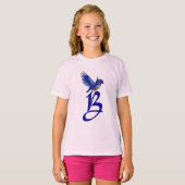 T-shirt Monogramme Bluebird initiale B Élégant (Devant entier)