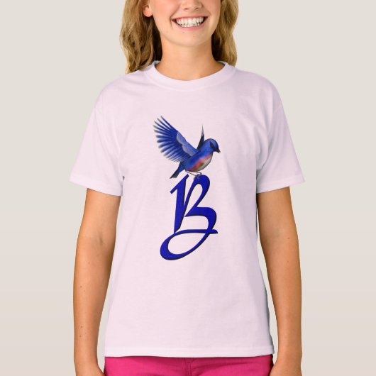 T-shirt Monogramme Bluebird initiale B Élégant (Devant)