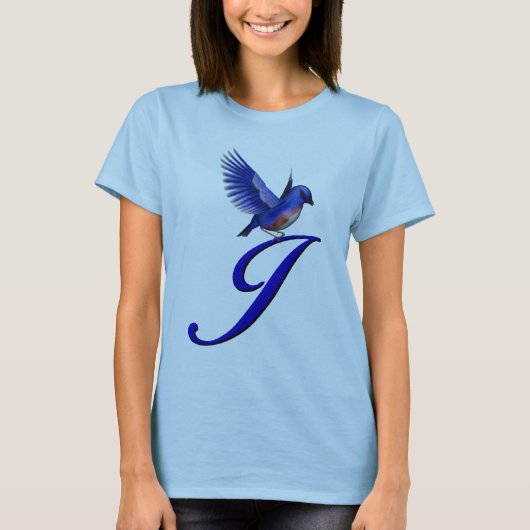 T-shirt Monogramme Bluebird Initiale J Élégant (Devant)