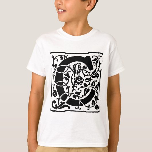 T-shirt Monogramme C initial. Nom floral Motif Customisé (Devant)
