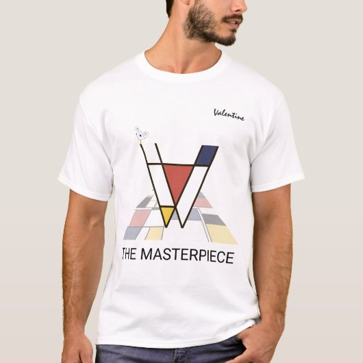 T-shirt Monogramme D'Art Moderne Et Oiseau Sympa - Lettre  (Devant)