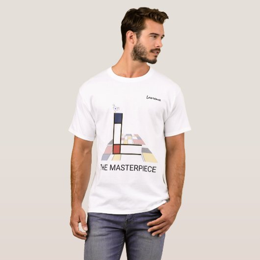 T-shirt Monogramme D'Art Moderne Et Oiseau Sympa - Lettre  (Devant entier)
