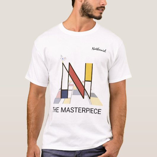 T-shirt Monogramme D'Art Moderne Et Oiseau Sympa - Lettre (Devant)