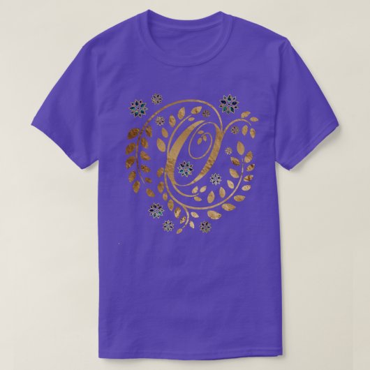 T-shirt Monogramme de calligraphie dorée de luxe avec lett (Design devant)