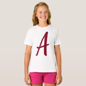 T-shirt Monogramme de calligraphie rouge Bourgogne (Devant entier)