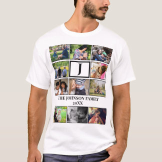 T-shirt Monogramme de famille personnalisé 11 Collage phot