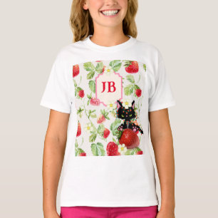 T-shirt Monogramme de fraise personnalisée