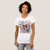 T-shirt Monogramme dentelle rose pastel fleurs de cerisier (Devant entier)