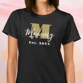 T-shirt Monogramme d'or de maman personnalisée Année d'éta