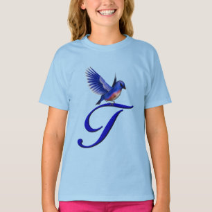 T-shirt Monogramme élégant de Bluebird Initiale T